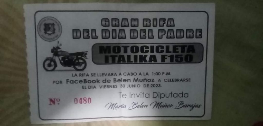 EL DÍA DE MAÑANA LA DIPUTADA LOCAL MARÍA BELEN MUÑOZ BARAJAS RIFARÁ UNA MOTOCICLETA ITALIKA F150 NUEVECITA