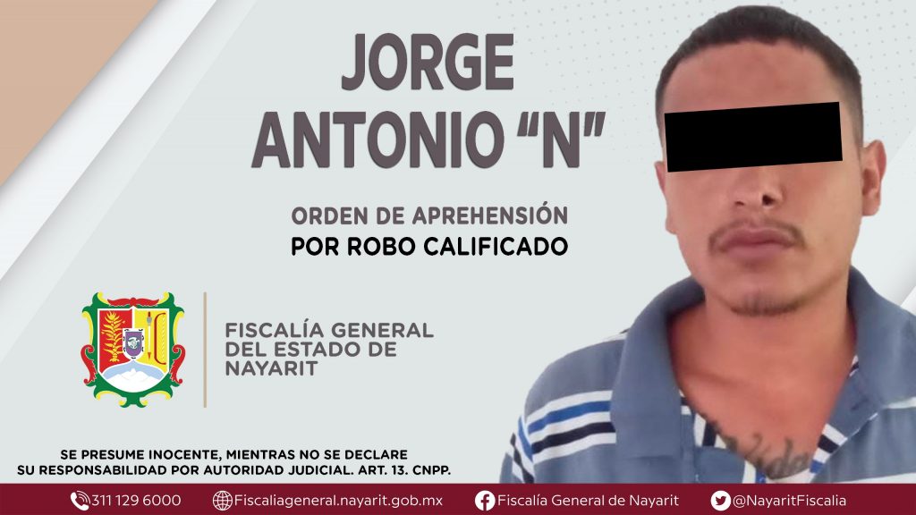 SE LE EJECUTA ORDEN DE APREHENSIÓN POR ROBO CALIFICADO