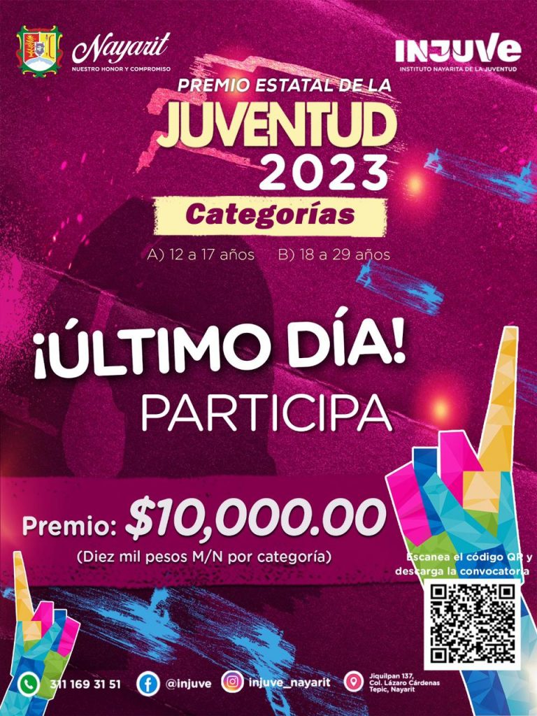 INJUVE INVITA A JÓVENES DE ENTRE 12 Y 29 AÑOS A PARTICIPAR EN EL PREMIO ESTATAL DE LA JUVENTUD 2023