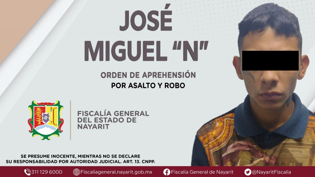 SE LE CUMPLIMENTA ORDEN DE APREHENSIÓN POR ASALTO Y ROBO