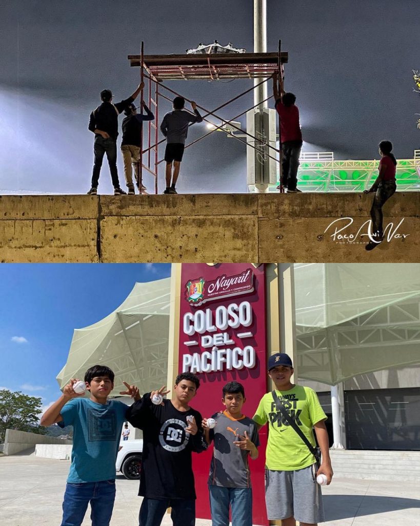 CUATRO NIÑOS QUE OBSERVARON LA INAUGURACIÓN DEL COLOSO DEL PACÍFICO DESDE UNA BARDA, HOY RECIBIERON BOLETOS GRATIS DE MANO DEL GOBERNADOR