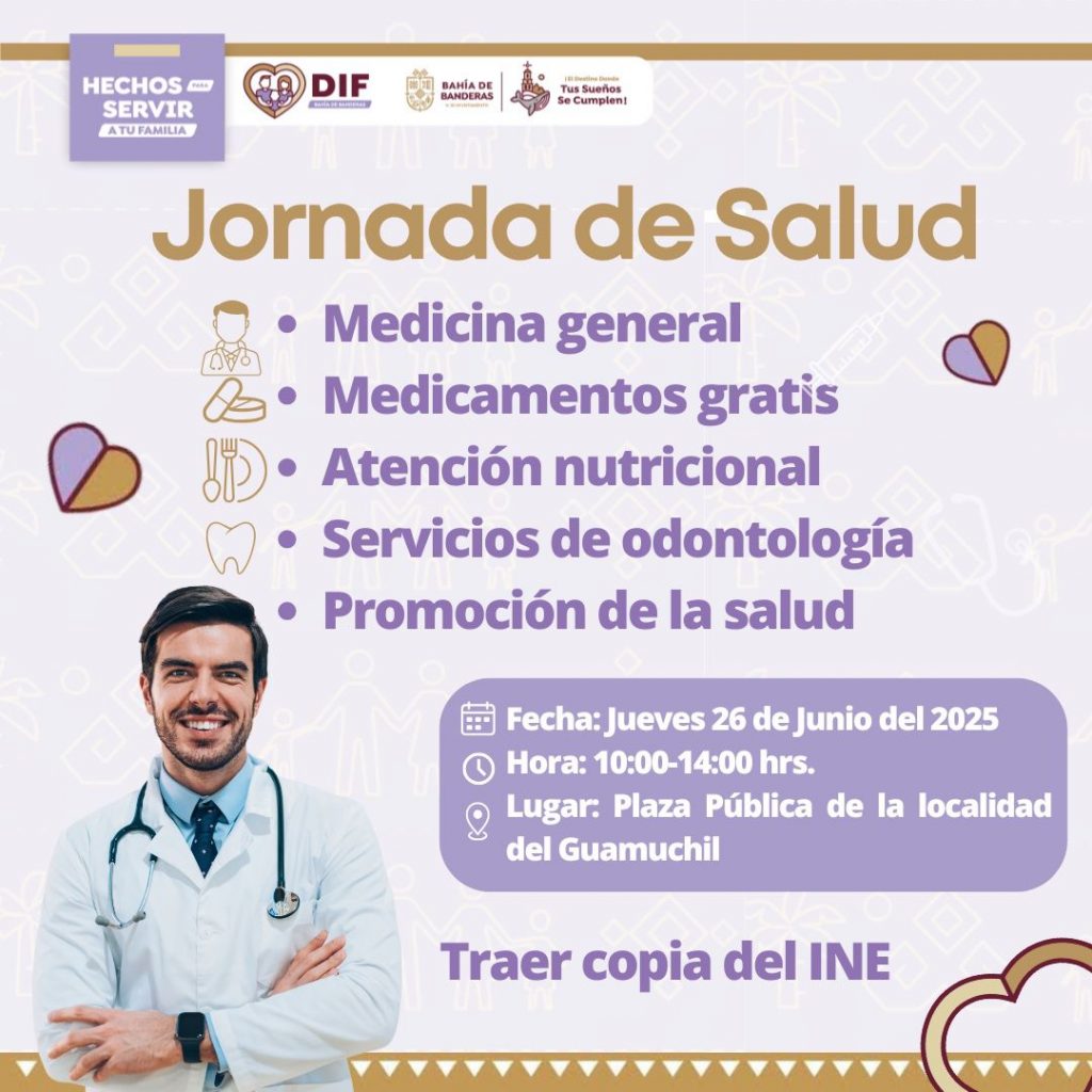 DIF BAHIA DE BANDERAS TE INVITA A SU JORNADA DE LA SALUD EL JUEVES 26 DE JUNIO DE 10:00 AM A 2:00 PM