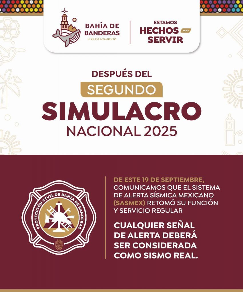 Simulacro Nacional 2025 refuerza la cultura de la prevención en Bahía de Banderas