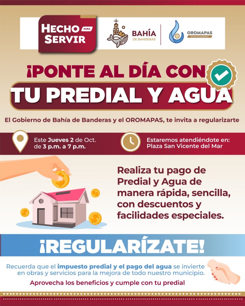 Campaña de regularización del pago de Predial y Agua llega hoy a San Vicente del Mar