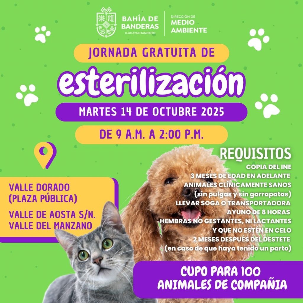 Campaña gratuita de esterilización llegará a Valle Dorado este 14 de octubre