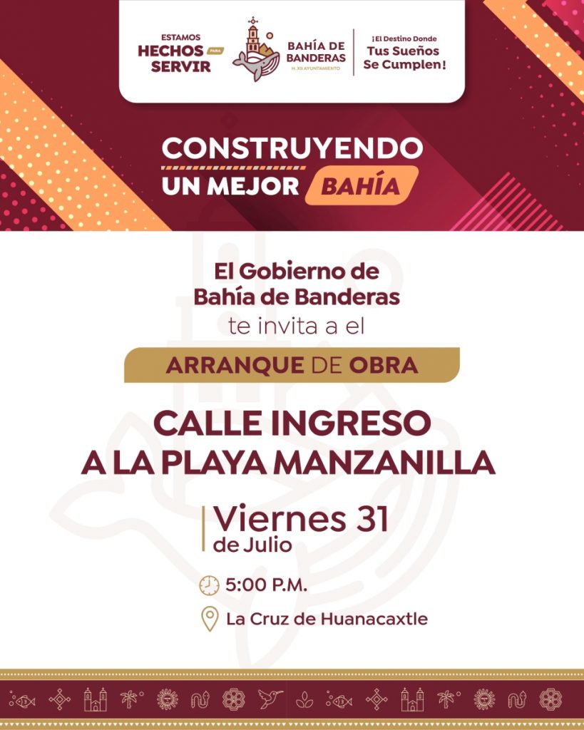 Gobierno de Bahía de Banderas invita al arranque de la obra de acceso a la Playa Manzanilla