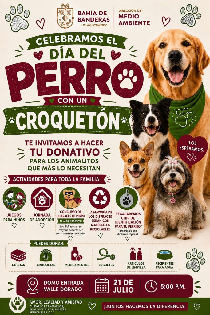 El Gobierno de Bahía de Banderas celebrará el Día del Perro con un «Croquetón» en apoyo a los animalitos